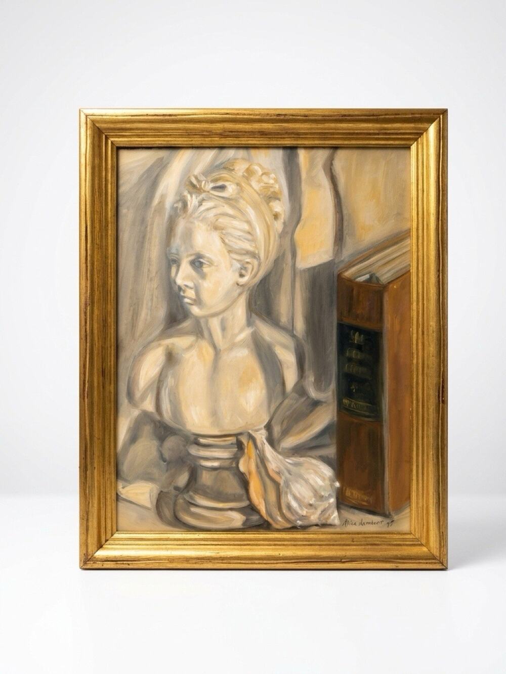 VTG 1988 Framed Original Painting Woman Figure Portrait Impressionist Signed